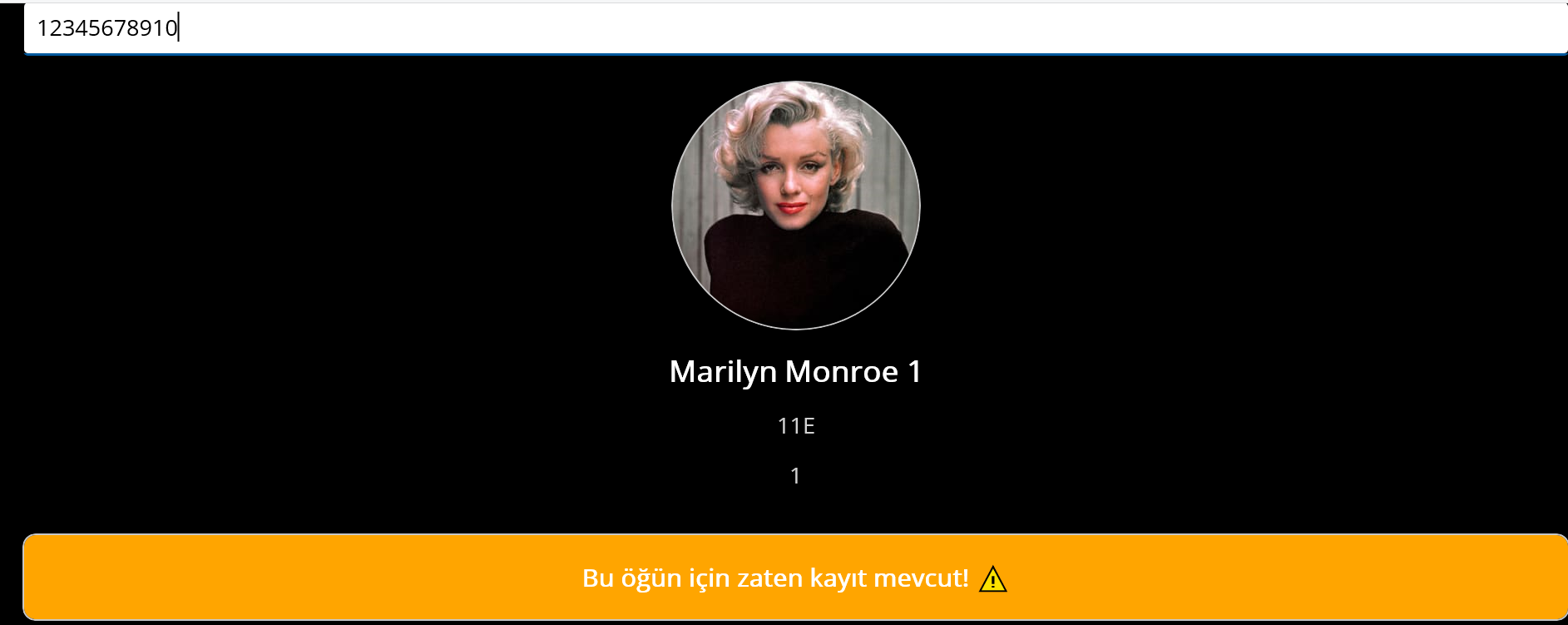 PansiyonYoklama sunum ekranı